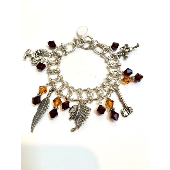 .925 Southwestern Handmade Sterling Silver Charm Bracelet #southwestern #fsu - Picture 2 of 9